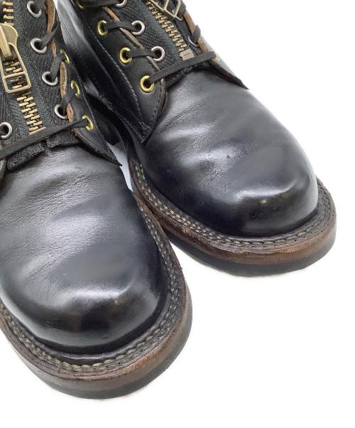 WHITE'S BOOTS（ホワイツブーツ）WHITE'S BOOTS (ホワイツブーツ) レザーブーツ　クロムエクセルレザー フロントジップカスタム　セミドレス ブラック×ブラウン サイズ:8 1/2 Eの古着・服飾アイテム