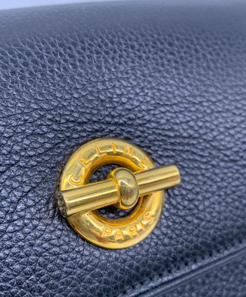 CELINE（セリーヌ）CELINE (セリーヌ) レザーショルダーバッグ ブラックの古着・服飾アイテム