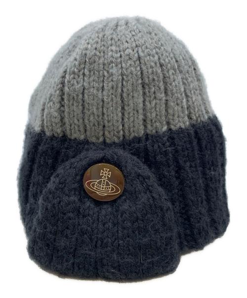 Vivienne Westwood（ヴィヴィアンウエストウッド）Vivienne Westwood (ヴィヴィアンウエストウッド) ビービーニットキャップ グレー×ブラックの古着・服飾アイテム