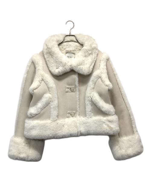 HER LIP TO（ハーリップトゥ）Her lip to (ハーリップトゥ) シアリングトリムドスウェードコート ホワイト サイズ:Mの古着・服飾アイテム