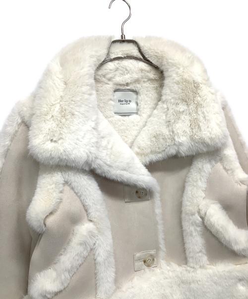 HER LIP TO（ハーリップトゥ）Her lip to (ハーリップトゥ) シアリングトリムドスウェードコート ホワイト サイズ:Mの古着・服飾アイテム