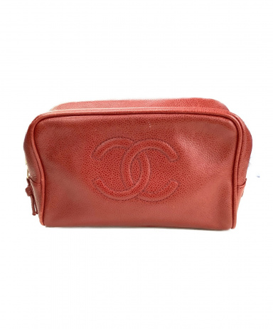 中古・古着通販】CHANEL (シャネル) ココマーク コスメポーチ レッド