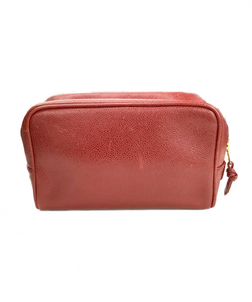 CHANEL（シャネル）CHANEL (シャネル) ココマーク コスメポーチ レッド キャビアスキン 5069729の古着・服飾アイテム