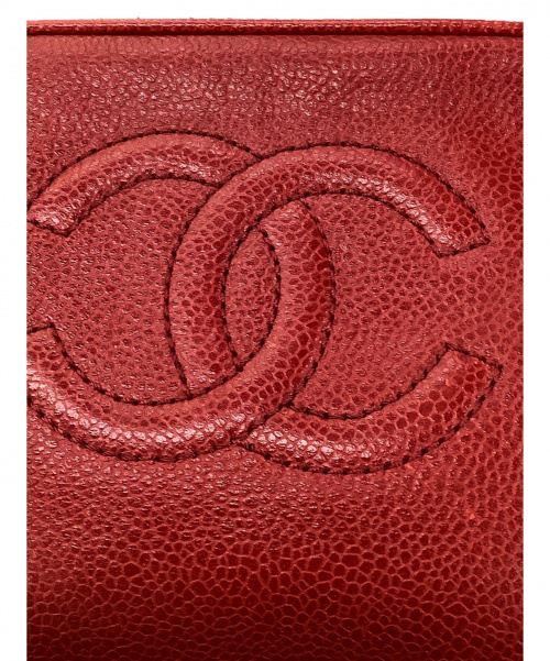 CHANEL（シャネル）CHANEL (シャネル) ココマーク コスメポーチ レッド キャビアスキン 5069729の古着・服飾アイテム