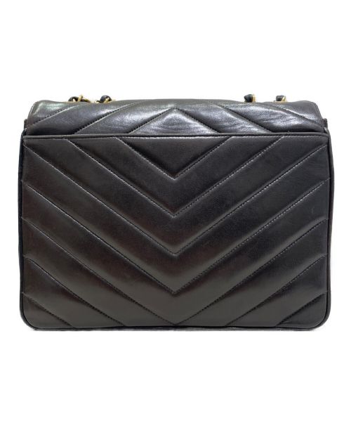 CHANEL（シャネル）CHANEL (シャネル) Vステッチチェーンショルダーバッグ ブラックの古着・服飾アイテム
