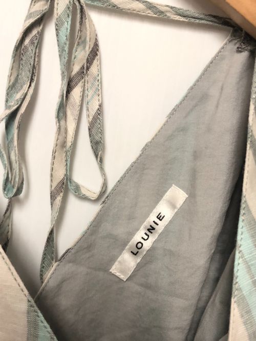 LOUNIE（ルーニー）LOUNIE (ルーニー) ストライプノースリーブワンピース ベージュ×グリーン サイズ:36 未使用品の古着・服飾アイテム