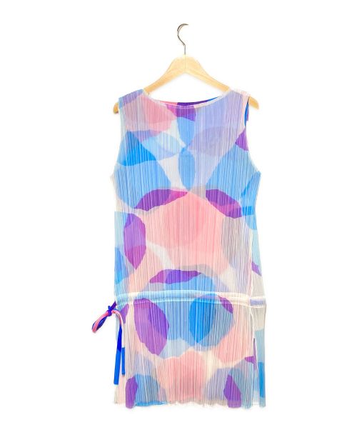 PLEATS PLEASE（プリーツプリーズ）PLEATS PLEASE (プリーツプリーズ) レイヤードノースリーブワンピースワンピース ブルー×ピンク サイズ:3の古着・服飾アイテム