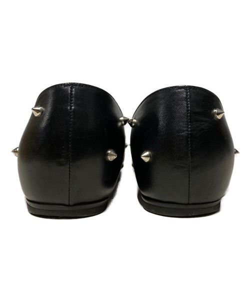 Christian Louboutin（クリスチャン・ルブタン）Christian Louboutin (クリスチャン・ルブタン) スタッズフラットパンプス ブラック サイズ:34 1/2の古着・服飾アイテム