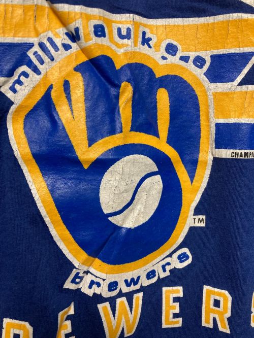 Champion（チャンピオン）Champion (チャンピオン) MILWAUKEE プリントTシャツ ブルー サイズ:Ｍの古着・服飾アイテム