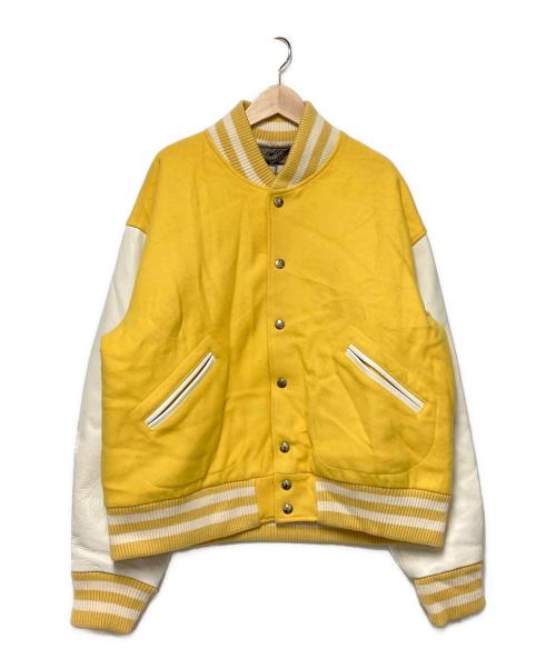 MISBIHV（ミスビヘイブ）MISBIHV (ミスビヘイブ) W EMBROIDERY Varsity Jacket イエロー×ホワイト サイズ:Ｍの古着・服飾アイテム