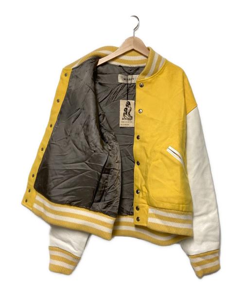 MISBIHV（ミスビヘイブ）MISBIHV (ミスビヘイブ) W EMBROIDERY Varsity Jacket イエロー×ホワイト サイズ:Ｍの古着・服飾アイテム