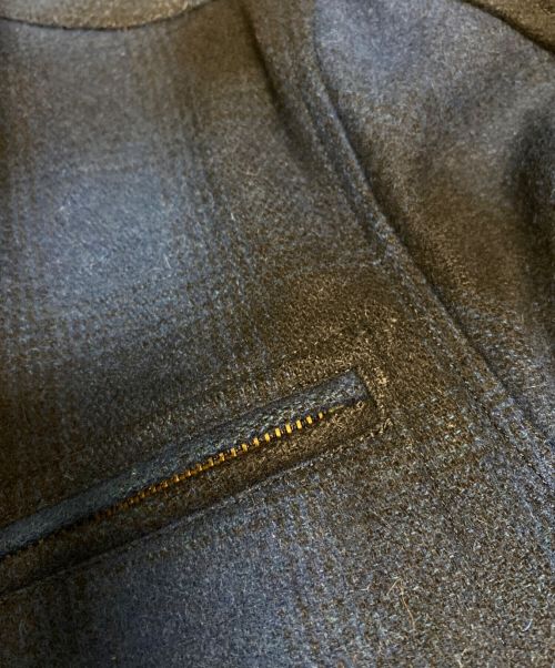 HIDE AND SEEK（ハイドアンドシーク）HIDE AND SEEK (ハイドアンドシーク) 裏キルティングチェックメルトンジャケット ブルー サイズ:Mの古着・服飾アイテム