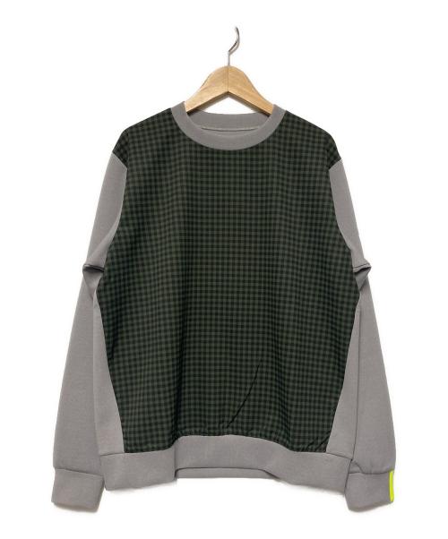 Black&White（ブラックアンドホワイト）Black&White (ブラックアンドホワイト) ギンガムチェックコンビネーションクルーネックスウェット チェック×グレー サイズ:Ｍ 未使用品の古着・服飾アイテム