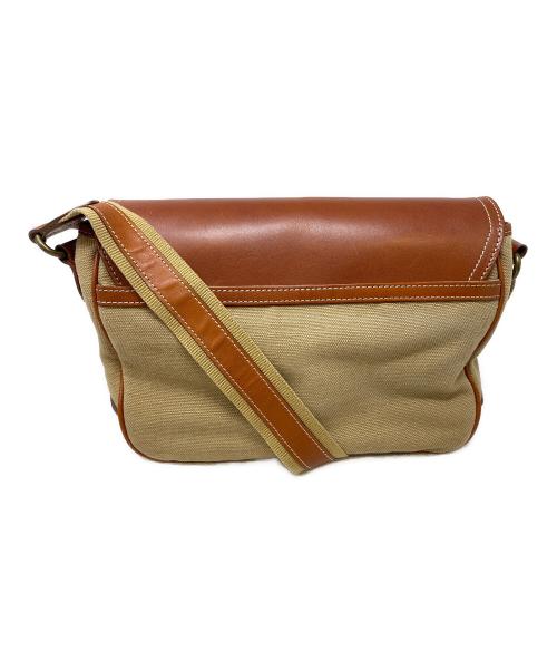 土屋鞄（ツチヤカバン）土屋鞄 (ツチヤカバン) レザーキャンバスショルダーバッグ ブラウン×アイボリーの古着・服飾アイテム