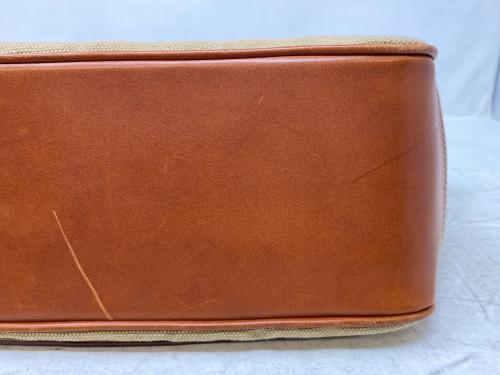 土屋鞄（ツチヤカバン）土屋鞄 (ツチヤカバン) レザーキャンバスショルダーバッグ ブラウン×アイボリーの古着・服飾アイテム