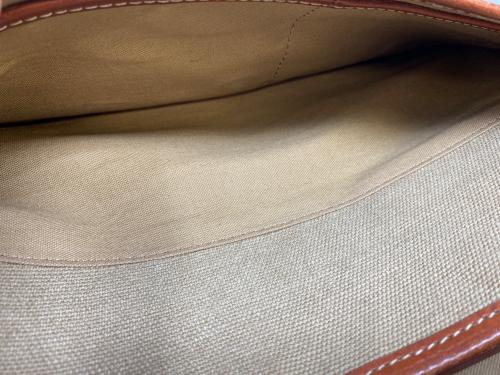 土屋鞄（ツチヤカバン）土屋鞄 (ツチヤカバン) レザーキャンバスショルダーバッグ ブラウン×アイボリーの古着・服飾アイテム