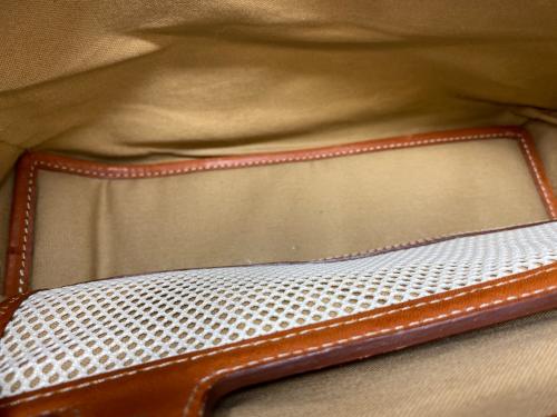 土屋鞄（ツチヤカバン）土屋鞄 (ツチヤカバン) レザーキャンバスショルダーバッグ ブラウン×アイボリーの古着・服飾アイテム