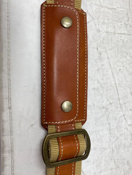 土屋鞄（ツチヤカバン）土屋鞄 (ツチヤカバン) レザーキャンバスショルダーバッグ ブラウン×アイボリーの古着・服飾アイテム