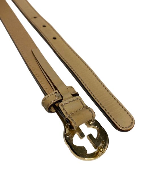 GUCCI（グッチ）GUCCI (グッチ) インターロッキングGバックルレザーベルト ベージュの古着・服飾アイテム