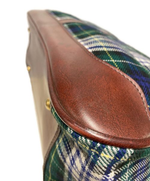 PORTER（ポーター）PORTER (ポーター) チェックボストンバッグ ブラウン×グリーンの古着・服飾アイテム