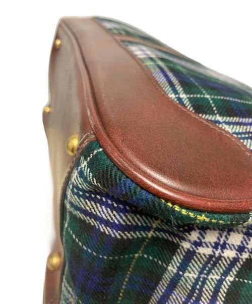PORTER（ポーター）PORTER (ポーター) チェックボストンバッグ ブラウン×グリーンの古着・服飾アイテム