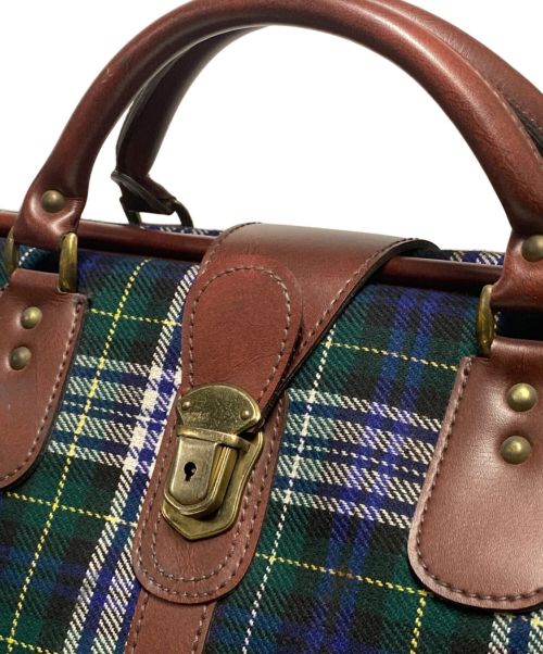 PORTER（ポーター）PORTER (ポーター) チェックボストンバッグ ブラウン×グリーンの古着・服飾アイテム