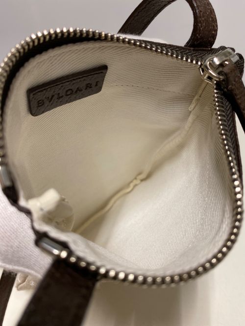 BVLGARI（ブルガリ）BVLGARI (ブルガリ) ロゴマニア レザーコンビキャンバスショルダーバッグ ベージュ×ブラウンの古着・服飾アイテム