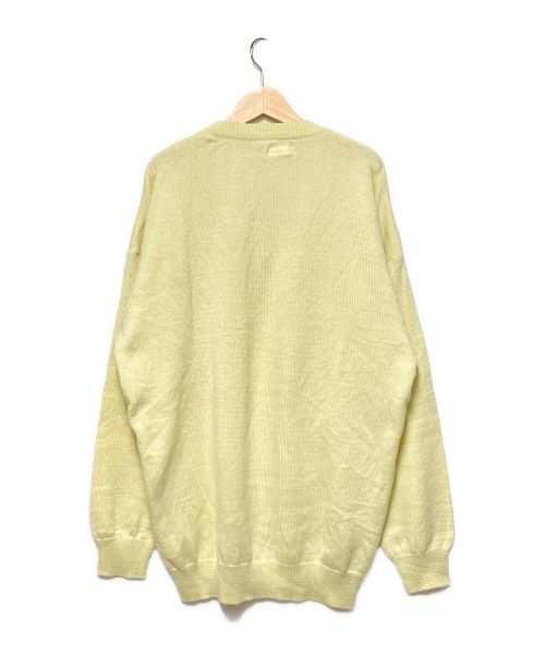 CHEMISE LACOSTE（シュミーズ ラコステ）CHEMISE LACOSTE (シュミーズ ラコステ) ワンポイント刺繍コットンVネックニット イエロー サイズ:XXLの古着・服飾アイテム
