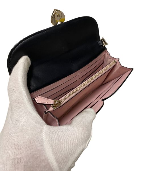 Kate Spade（ケイトスペード）Kate Spade (ケイトスペード) チェーンレザーウォレット ブラックの古着・服飾アイテム