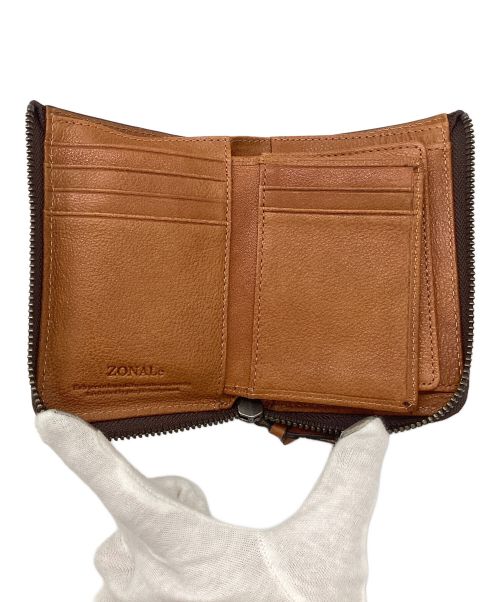 ZONALe（ゾナール）ZONALe (ゾナール) 2つ折りレザー財布 ブラウン×ブラックの古着・服飾アイテム
