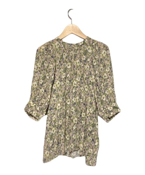 DRESSTERIOR（ドレステリア）DRESSTERIOR (ドレステリア) フラワープリントスタンドカラーボリュームスリーブブラウス ライトベージュ サイズ:36の古着・服飾アイテム