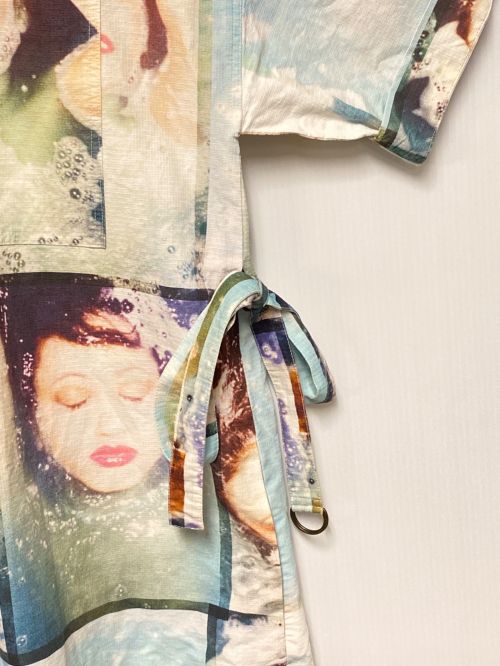 KENZO（ケンゾー）KENZO (ケンゾー) 総柄スタンドカラーシャツワンピース ブルー サイズ:34の古着・服飾アイテム