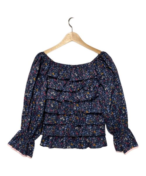 rosy monster（ロージーモンスター）rosy monster (ロージーモンスター) 花柄シフォンブラウス ネイビー サイズ:Fの古着・服飾アイテム