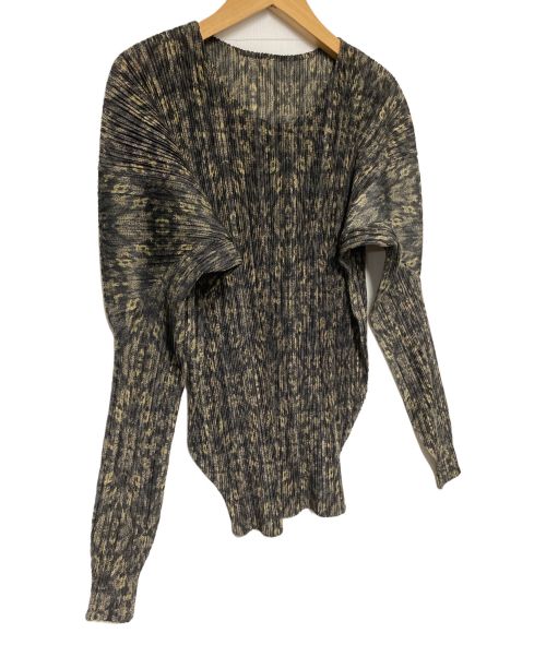 PLEATS PLEASE（プリーツプリーズ）PLEATS PLEASE (プリーツプリーズ) プリーツカットソー カーキ×ベージュ サイズ:3の古着・服飾アイテム