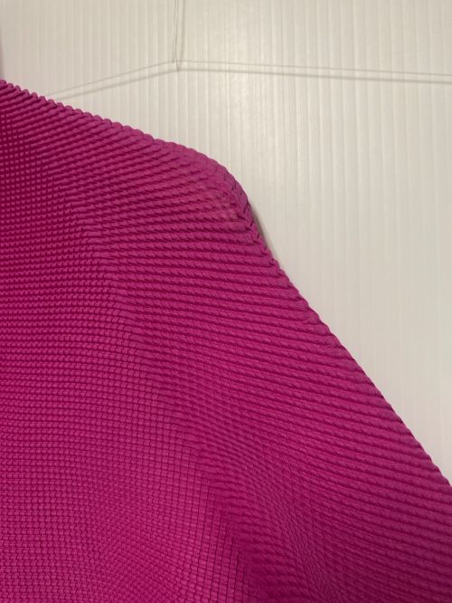 ISSEY MIYAKE（イッセイミヤケ）ISSEY MIYAKE (イッセイミヤケ) ボックスプリーツ ボルトネック カットソー ショッキングピンク サイズ:3の古着・服飾アイテム
