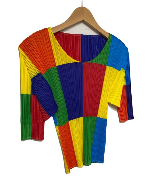 PLEATS PLEASE（プリーツプリーズ）PLEATS PLEASE (プリーツプリーズ) マルチカラープリーツカットソー マルチカラー サイズ:3の古着・服飾アイテム