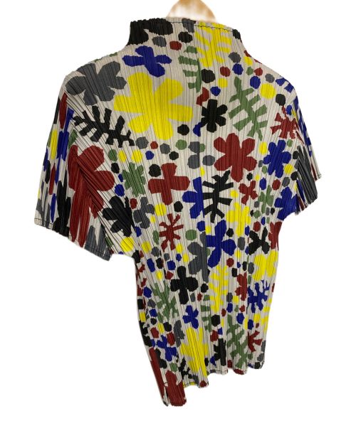 PLEATS PLEASE（プリーツプリーズ）PLEATS PLEASE (プリーツプリーズ) ボトルネック半袖カットソー グレー×マルチカラー サイズ:3の古着・服飾アイテム