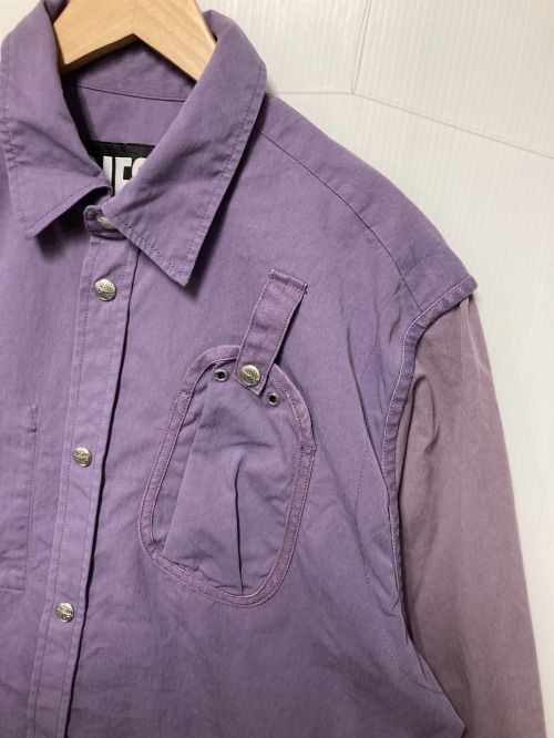 DIESEL（ディーゼル）DIESEL (ディーゼル) パッチポケットショルダーパイピングシャツジャケット パープル サイズ:XLの古着・服飾アイテム