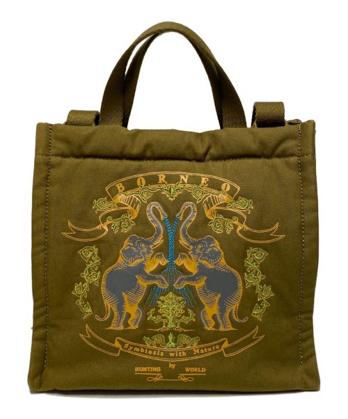 HUNTING WORLD（ハンティングワールド）HUNTING WORLD (ハンティングワールド) ボルネオチャリティー2WAYトートバッグ オリーブの古着・服飾アイテム