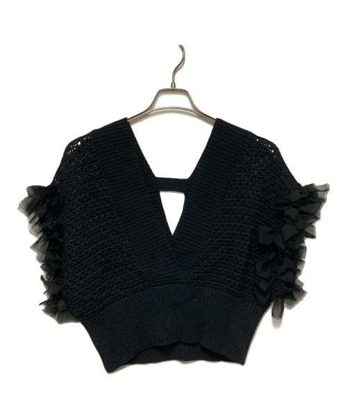 ritto（リット）ritto (リット) コットンVネックリボンニットベスト ブラック サイズ:Fの古着・服飾アイテム