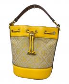 TORY BURCHトリーバーチ）の古着「Tモノグラムジャガードミニバケットバッグ」｜ブラウン×カーキ