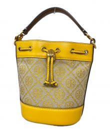TORY BURCH（トリーバーチ）の古着「Tモノグラムジャガードミニバケットバッグ」｜ブラウン×カーキ