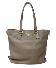 PRADA（プラダ）の古着「レザートートバッグ」｜グレー