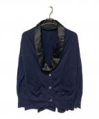 sacaiサカイ）の古着「タキシードショールカラー バックフレアニットカーディガン」｜ネイビー×ブラック