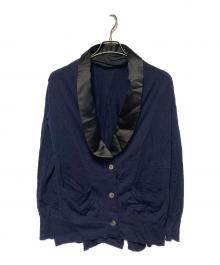 sacai（サカイ）の古着「タキシードショールカラー バックフレアニットカーディガン」｜ネイビー×ブラック