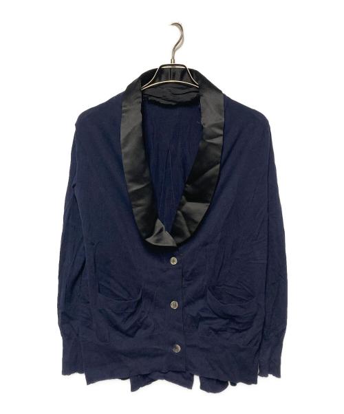 sacai（サカイ）sacai (サカイ) タキシードショールカラー バックフレアニットカーディガン ネイビー×ブラック サイズ:1の古着・服飾アイテム