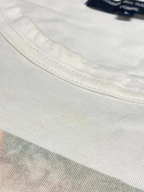 COMME des GARCONS HOMME（コムデギャルソン オム）COMME des GARCONS HOMME (コムデギャルソン オム) 転写プリントTシャツ ホワイト サイズ:Lの古着・服飾アイテム