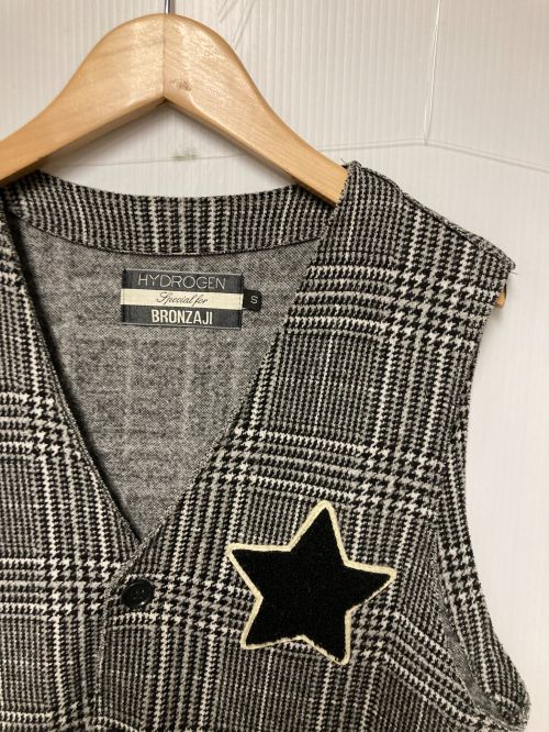 HYDROGEN（ハイドロゲン）HYDROGEN (ハイドロゲン) ハウンドトゥースジレベスト / BRONZAJI グレー サイズ:Sの古着・服飾アイテム