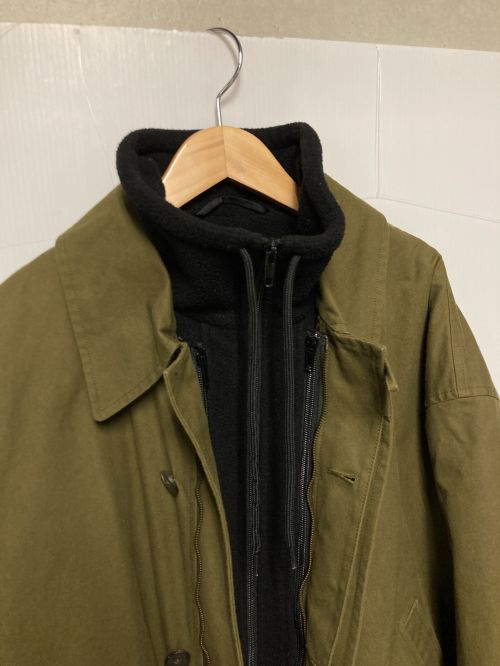 BALENCIAGA（バレンシアガ）BALENCIAGA (バレンシアガ) フリースレイヤードオーバーサイズステンカラーコート オリーブ×ブラック サイズ:48の古着・服飾アイテム