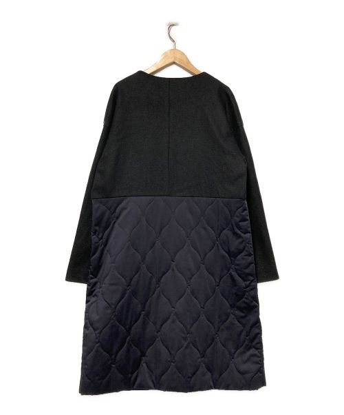 LANVIN en Bleu（ランバンオンブルー）LANVIN en Bleu (ランバンオンブルー) ドッキングキルトノーカラーコート ブラック サイズ:38の古着・服飾アイテム